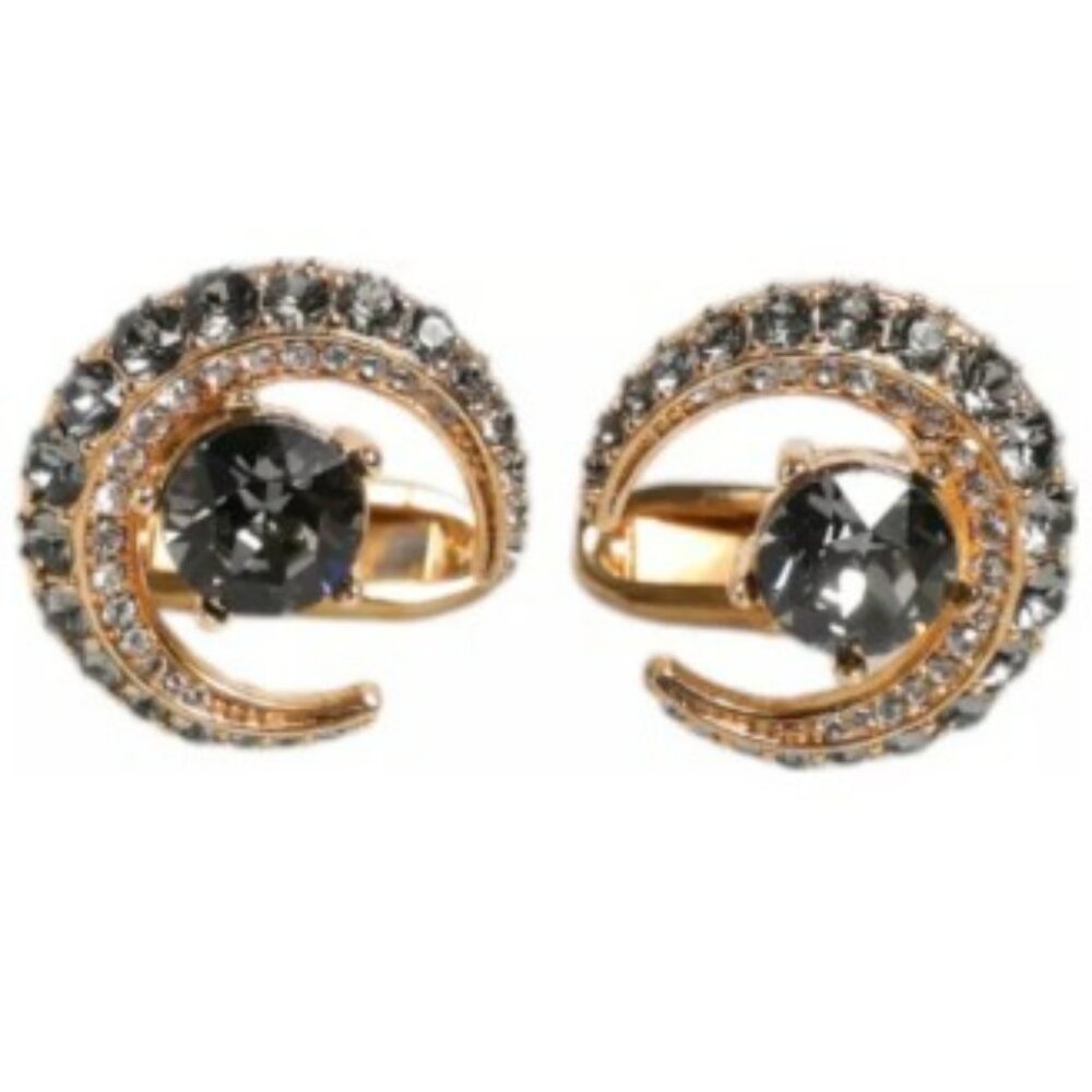 D&G Brass Gold Black Crystal Luna Cufflink